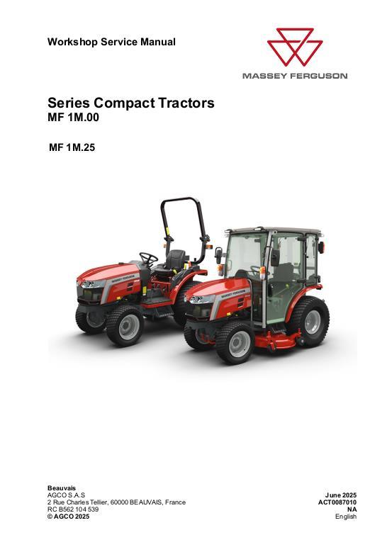 AGCO MF 1M.00 Series Conpact Tractor Service Manual ACT0087010 English