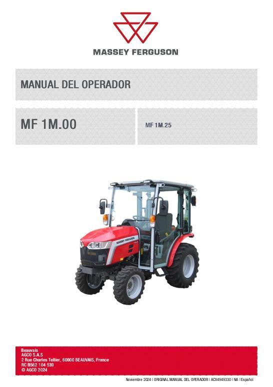 AGCO MF 1M.25 Compact Tractor Operator Manual ACX4949330 Spanish