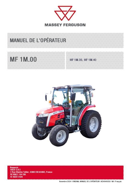 AGCO MF 1M.35 MF 1M.40 Compact Tractors Operator Manual ACX4949350 French