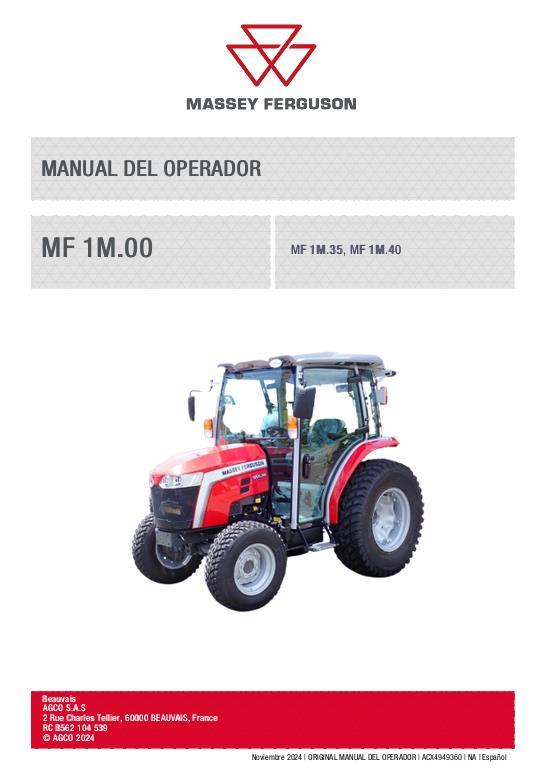 AGCO MF 1M.35 MF 1M.40 Compact Tractors Operator Manual ACX4949360 Spanish
