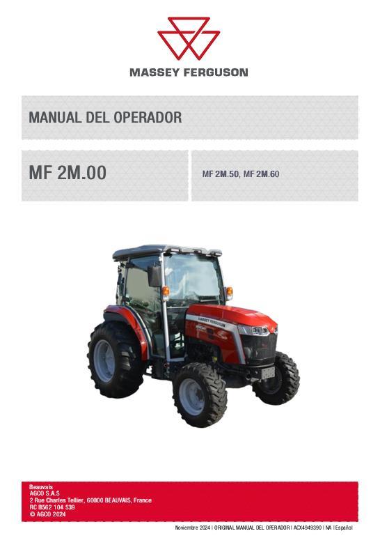 AGCO MF 2M.50 MF2M.60 Compact Tractor Operator Manual ACX4949390 Spanish