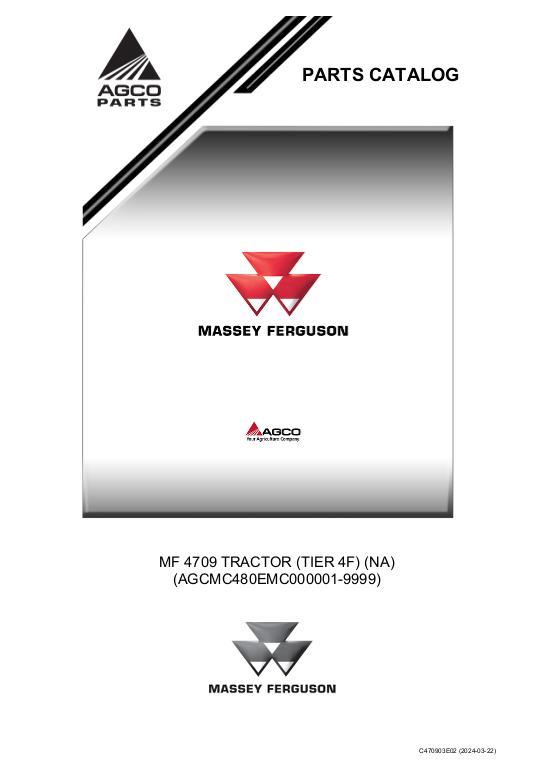 AGCO MF 4709 TRACTOR (TIER 4F) (NA) (AGCMC480EMC000001-9999) Parts Book C470903_EN_03 English