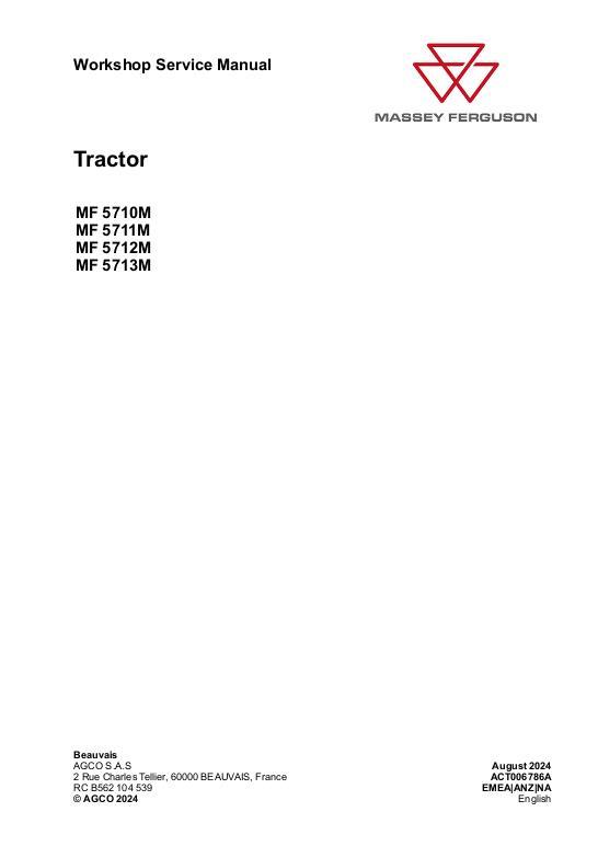 AGCO MF 5700M SERVICE MANUAL Service Manual ACT006786A English