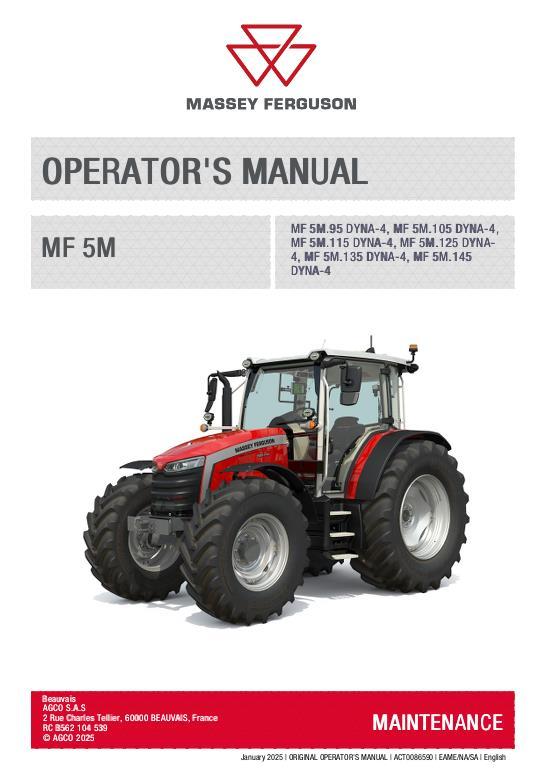 AGCO MF 5M Series Tractor Operator Manual Operator Manual ACT0086590 English
