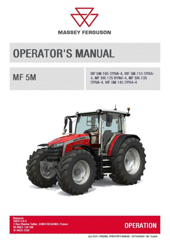 AGCO MF 5M Series Tractor Operator Manual Operator Manual ACT0086880 English