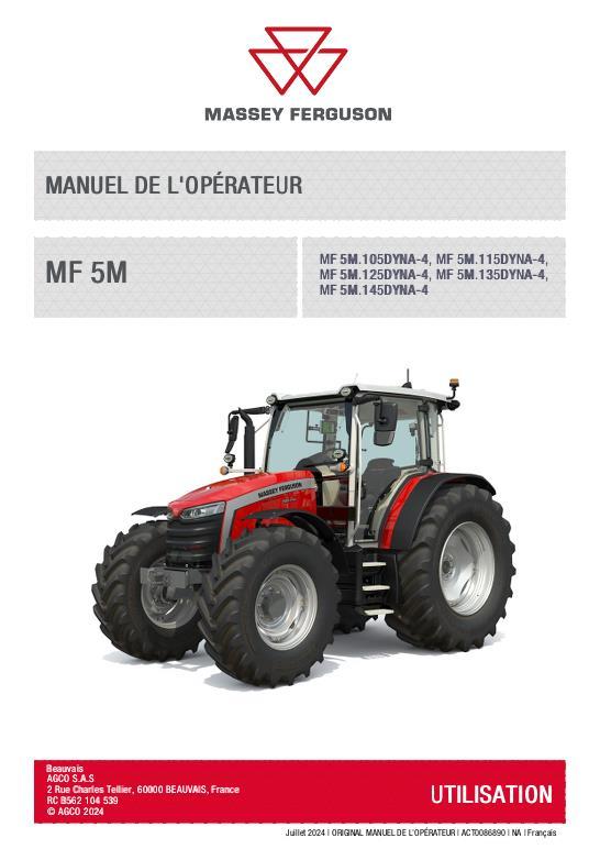 AGCO MF 5M Series Tractor Operator Manual Operator Manual ACT0086890 French