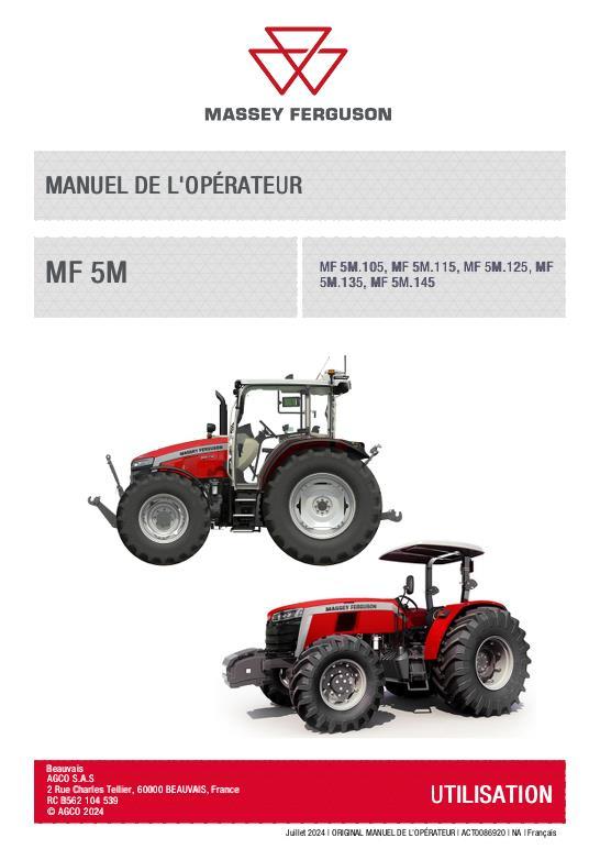 AGCO MF 5M Series Tractor Operator Manual Operator Manual ACT0086920 French
