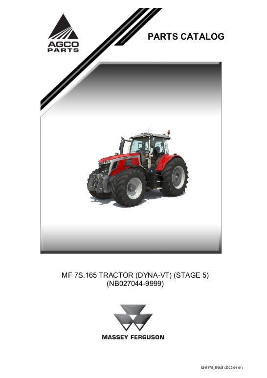 AGCO MF 7S.165 TRACTOR (DYNA-VT) (STAGE 5) (NB027044-9999) Parts Book 6246675_ENM3 English