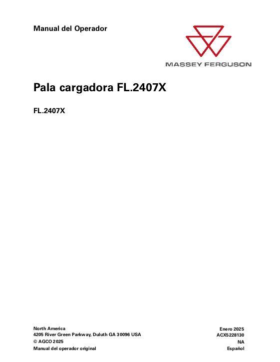 AGCO MF FL.2407X SERIES LOADER Operator Manual ACX5228130 Spanish