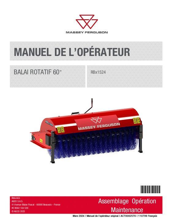 AGCO MF RBx1524 OPERATOR MANUAL FRENCH Operator Manual ACT0082570 French