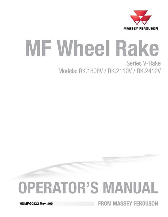 AGCO MF Wheel Rake Operator Manual 700006837A English