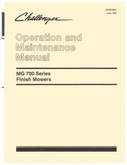 AGCO MG705 MG706 Finish Mower Operator Manual 3644079M91 English