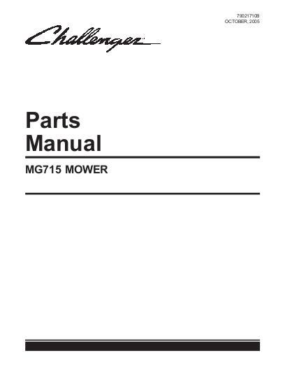 AGCO MG715 Mower Parts Book 79021710B English