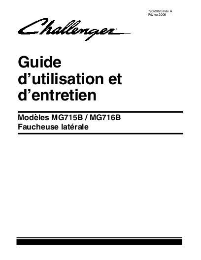AGCO MG715B MG716B Mower Operator Manual 79023826A French