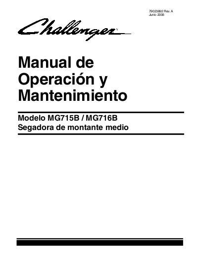 AGCO MG715B MG716B Mower Operator Manual 79023892A Spanish