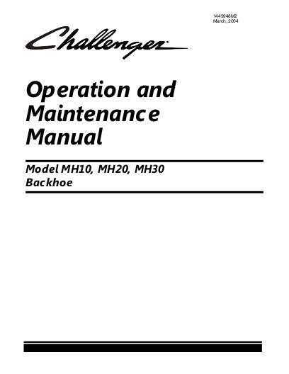AGCO MH10 MH20 MH30 Backhoe Operator Manual 1449948M2 English