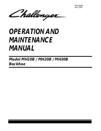 AGCO MH10B MH20B MH30B Backhoe Operator Manual 4283162M3 English