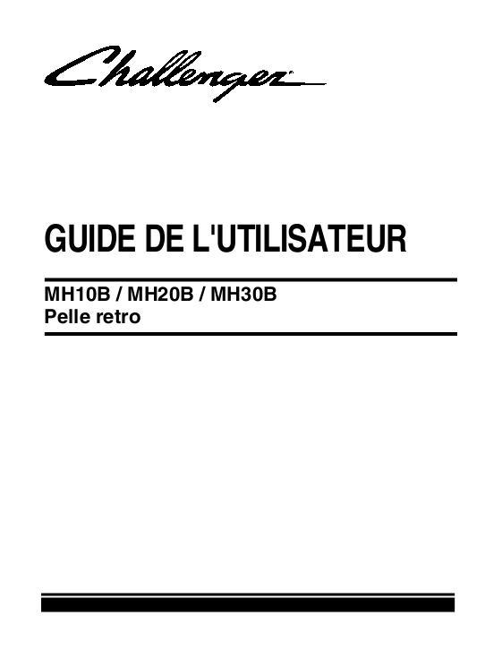 AGCO MH10B MH20B MH30B Backhoe Operator Manual 4283324M3 French