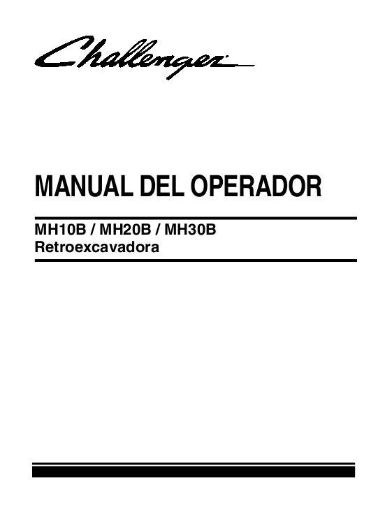 AGCO MH10B MH20B MH30B Backhoe Operator Manual 4283325M3 Spanish