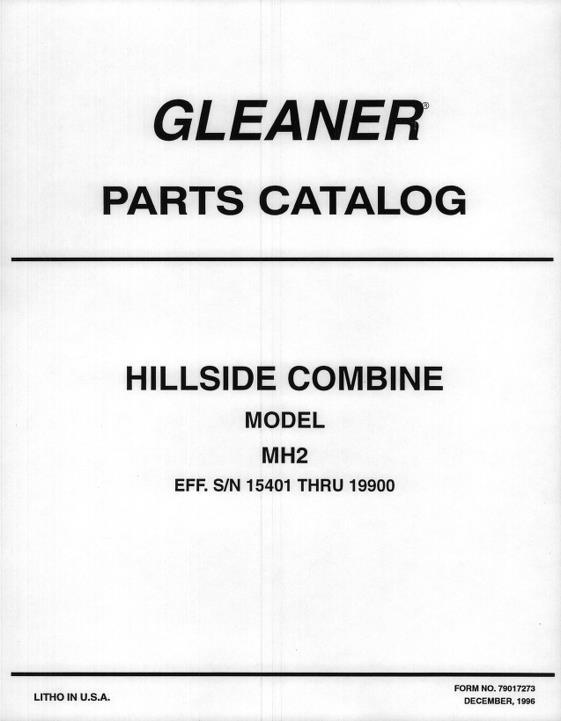 AGCO MH2 Combine (eff sn 15401-19900) Parts Book 79017273 English