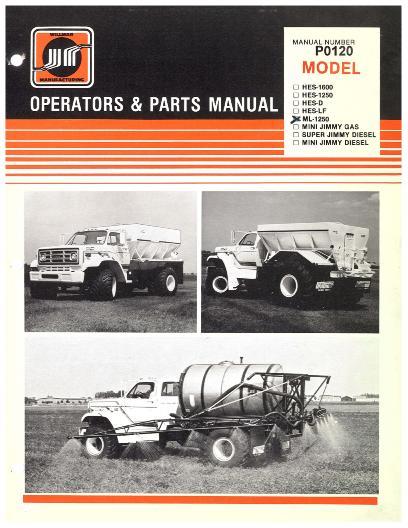 AGCO ML-1250 Liquid Applicator (truck sprayer, 1981) Operator Manual WRP0120 English