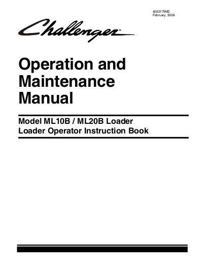 AGCO ML10B ML20B Loader Operator Manual 4283179M2 English