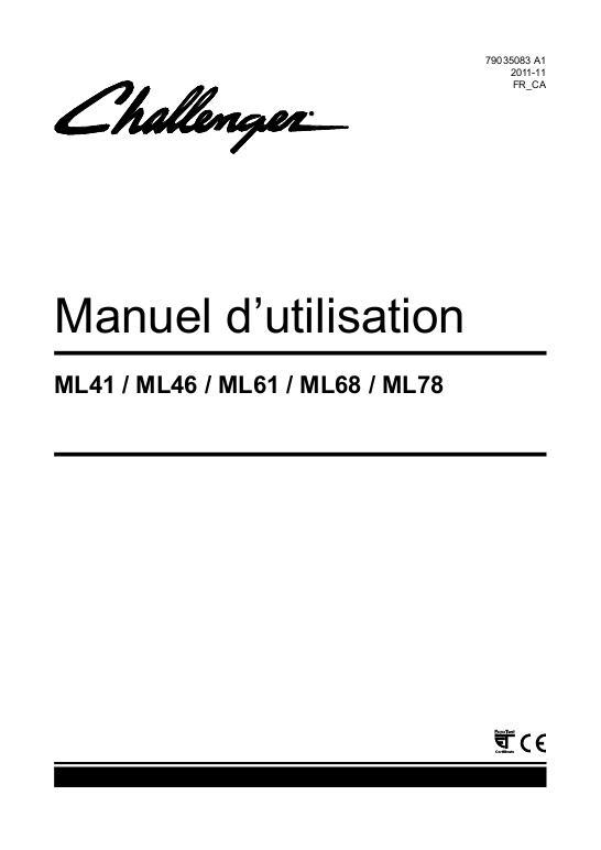 AGCO ML41 ML46 ML61 ML68 ML78 Loader Operator Manual 79035083A1 French
