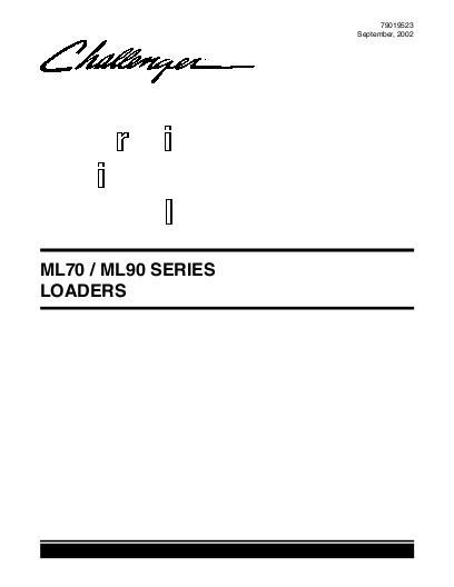 AGCO ML70 ML90 Series Loader Operator Manual 79019523 English