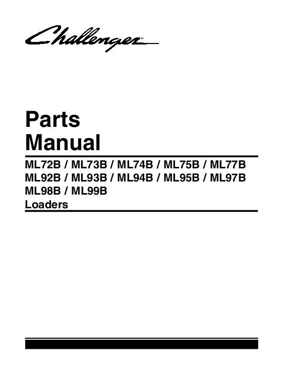 AGCO ML70B ML90B Series Loader Parts Book 3906162M3 English