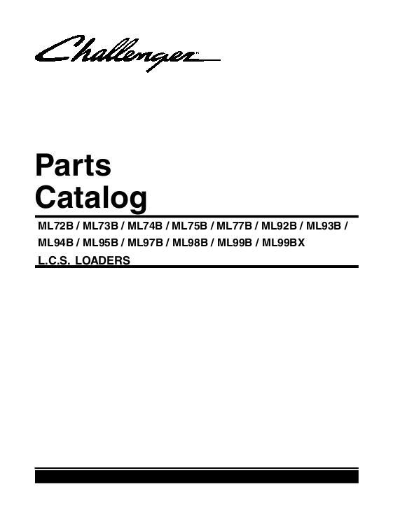 AGCO ML70B ML90B Series Loader (control system) Parts Book 3906298M1 English
