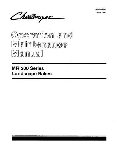 AGCO MR206 MR207 Landscape Rake Operator Manual 3644072M91 English