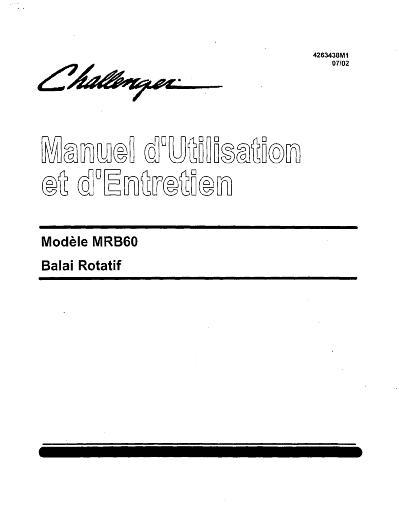 AGCO MRB60 Rotary Broom Operator Manual 4263438M1 French