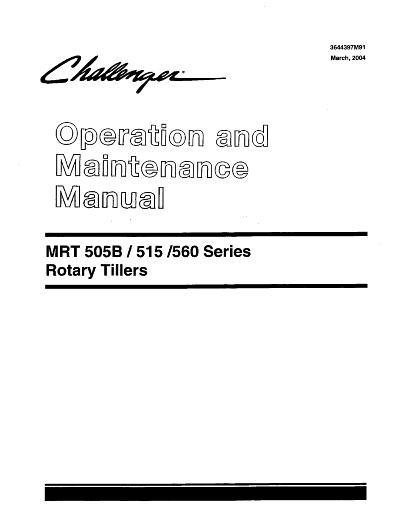 AGCO MRT505B MRT515 MRT516 Rotary Tiller Operator Manual 3644397M91 English