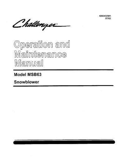AGCO MSB63 Snow Blower Operator Manual 4263432M1 English