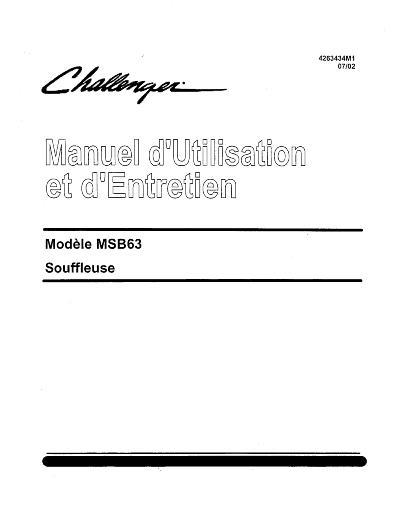 AGCO MSB63 Snow Blower Operator Manual 4263434M1 French