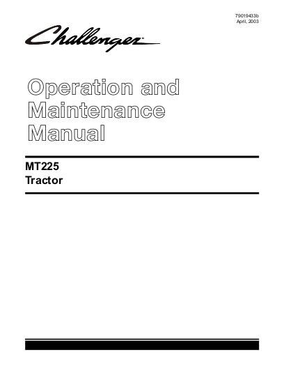 AGCO MT225 Compact Tractor (hydro transmission) Operator Manual 79019433B English