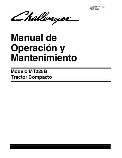 AGCO MT225B Compact Tractor Operator Manual 79023894A Spanish