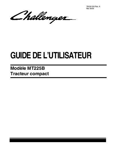 AGCO MT225B Compact Tractor Operator Manual 79024126A French