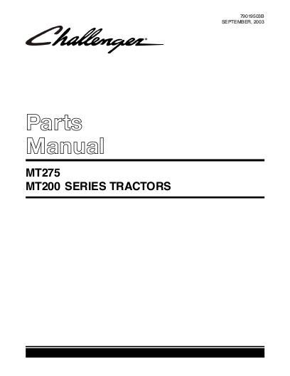 AGCO MT275 Compact Tractor Parts Book 79019503B English