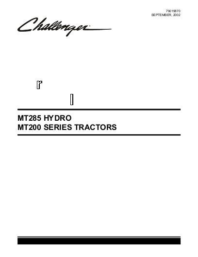 AGCO MT285 Compact Tractor (hydro transmission, prior sn 'L') Parts Book 79019870 English