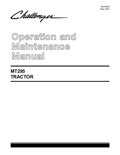 AGCO MT295 Compact Tractor (all, hydro and shuttle transmission) Operator Manual 79019409 English