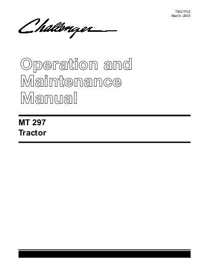 AGCO MT297 Compact Tractor (synchro shuttle and power shuttle) Operator Manual 79021702 English