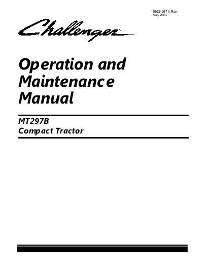 AGCO MT297B Compact Tractor Operator Manual 79024257A English