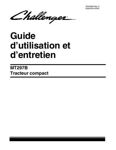 AGCO MT297B Compact Tractor Operator Manual 79024985A French