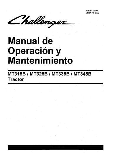 AGCO MT315B MT325B MT335B MT345B Tractor Operator Manual VA208254 Spanish