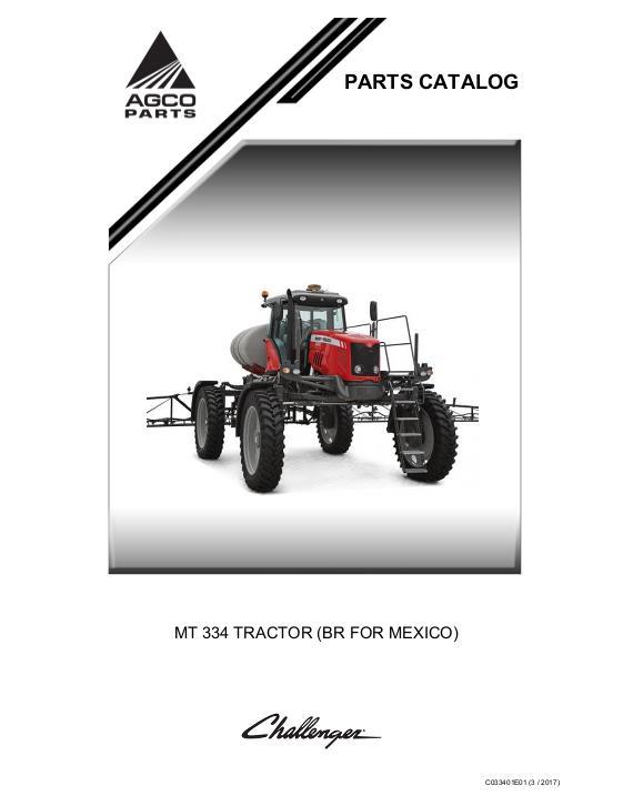 AGCO MT334 Tractor (for Mexico) Parts Book C033401E01 English