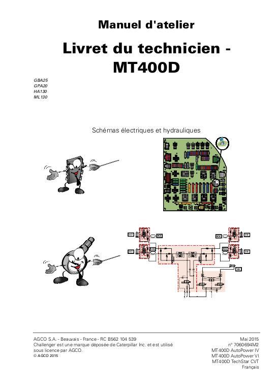 AGCO MT400D Series Tractor Technician Service Book Service Manual 7060694M2 French
