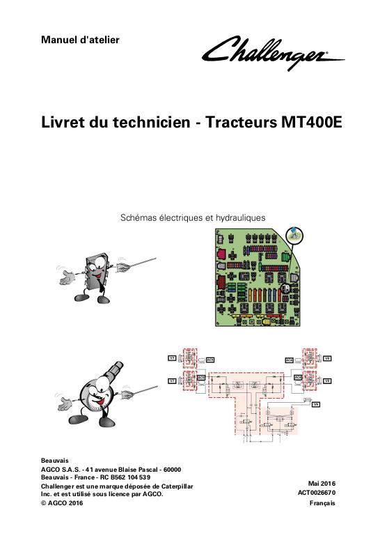 AGCO MT400E Series Tractor Technician Service Book Service Manual ACT0026670 French