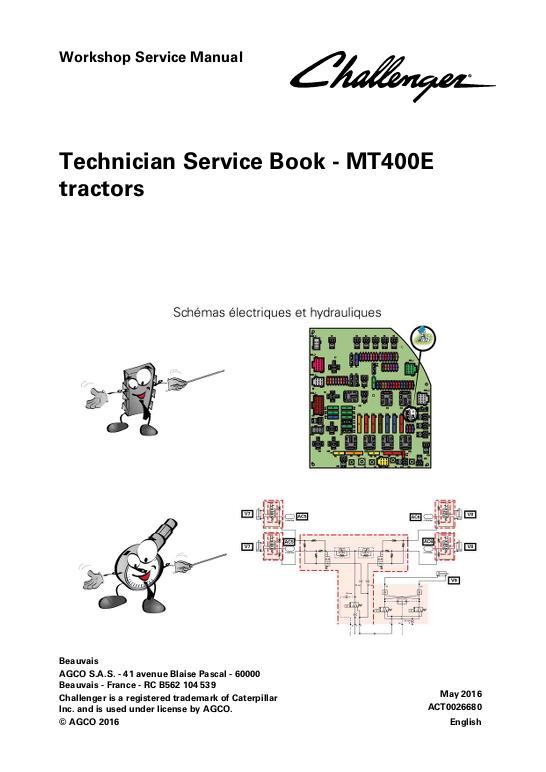 AGCO MT400E Series Tractor Technician Service Book Service Manual ACT0026680 English