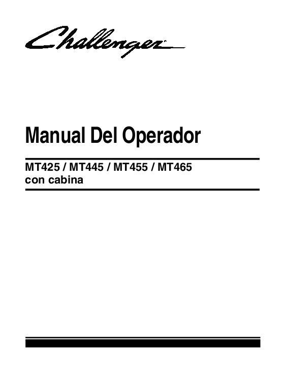 AGCO MT425 MT445 MT455 MT465 Cab Operator Manual 1857389M1 Spanish